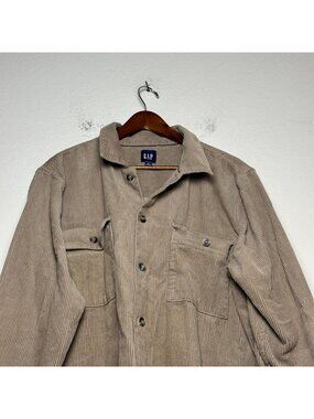 GAP Shirt Men XL Button up Casual Corduroy Brown Tan Preppy Minimal Long Sleeve
